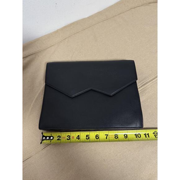 FACINE Crossbody Bag Womens Black Leather Chain Strap Envelope Made in Spain - Picture 12 of 14